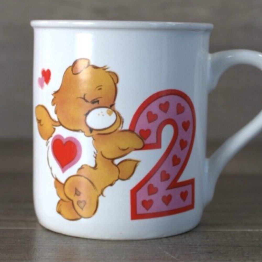 VTG Care Bears Hearts Mug Wish Bear 2 Yr Old Child's Coffee Espresso Cup Mug